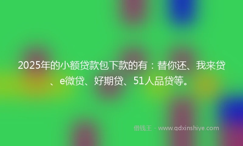 2025年的小额贷款包下款的有：替你还、我来贷、e微贷、好期贷、51人品贷等。
