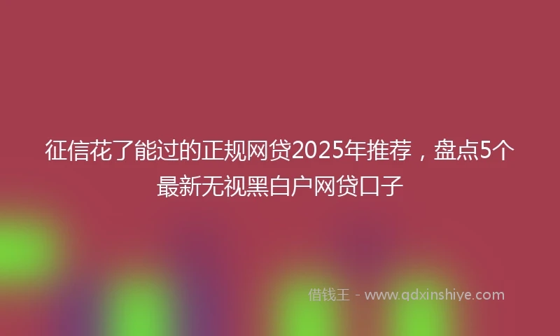 征信花了能过的正规网贷2025年推荐,盘点5个最新无视黑白户网贷口子