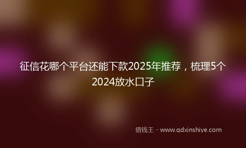 征信花哪个平台还能下款2025年推荐，梳理5个2024放水口子
