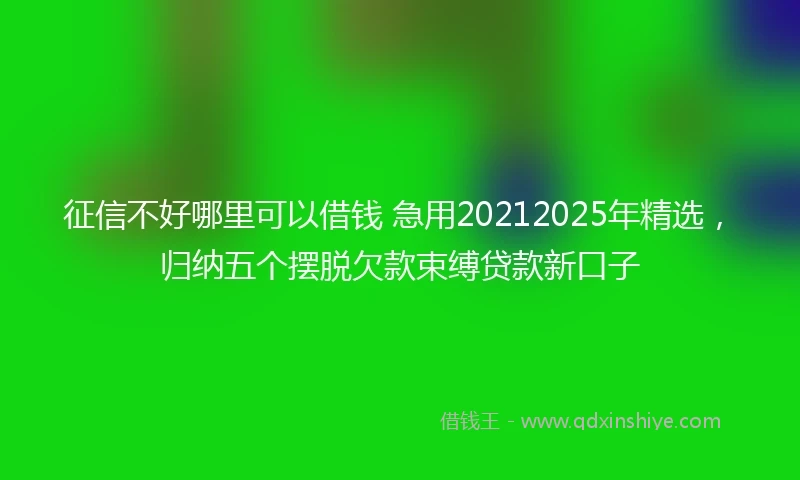 征信不好哪里可以借钱 急用20212025年精选，归纳五个摆脱欠款束缚贷款新口子