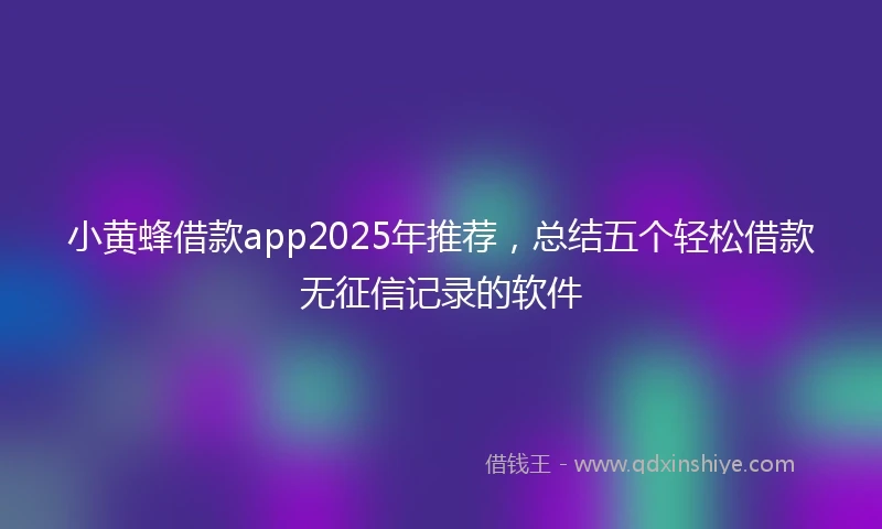 小黄蜂借款app2025年推荐，总结五个轻松借款无征信记录的软件
