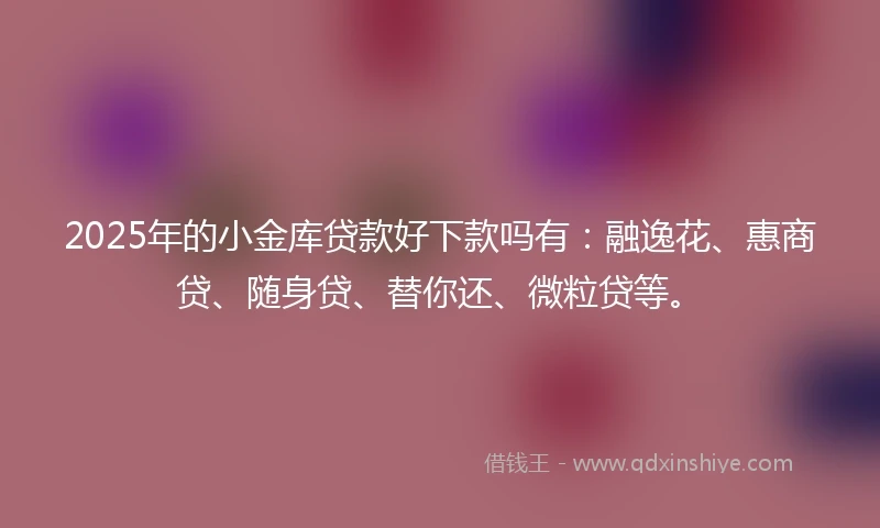 2025年的小金库贷款好下款吗有：融逸花、惠商贷、随身贷、替你还、微粒贷等。