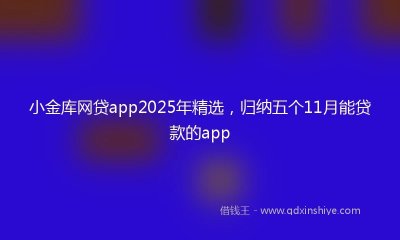 小金库网贷app2025年精选，归纳五个11月能贷款的app