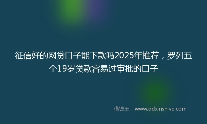 征信好的网贷口子能下款吗2025年推荐,罗列五个19岁贷款容易过审批的口子