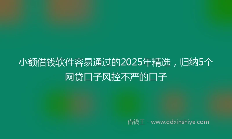 小额借钱软件容易通过的2025年精选，归纳5个网贷口子风控不严的口子