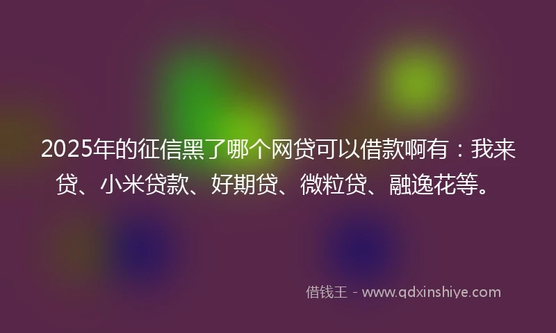 2025年的征信黑了哪个网贷可以借款啊有：我来贷、小米贷款、好期贷、微粒贷、融逸花等。