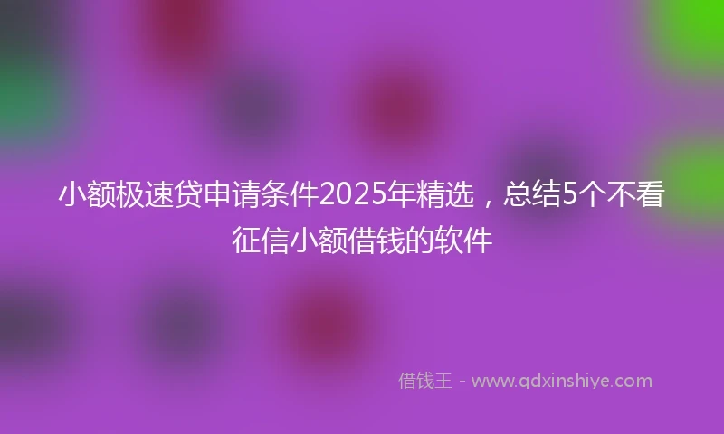 小额极速贷申请条件2025年精选，总结5个不看征信小额借钱的软件