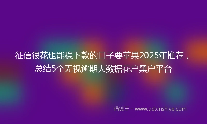 征信很花也能稳下款的口子要苹果2025年推荐，总结5个无视逾期大数据花户黑户平台