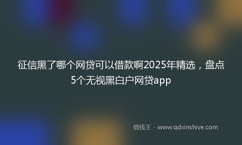 征信黑了哪个网贷可以借款啊2025年精选，盘点5个无视黑白户网贷app