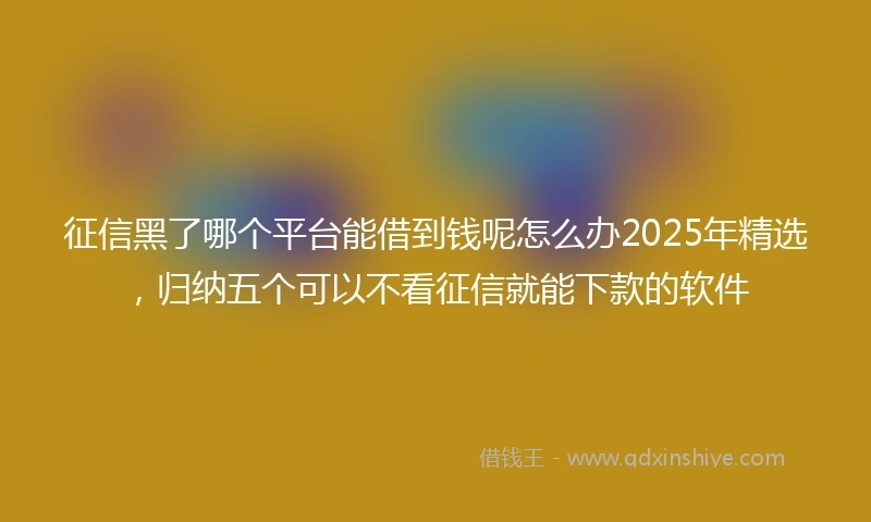 征信黑了哪个平台能借到钱呢怎么办2025年精选，归纳五个可以不看征信就能下款的软件