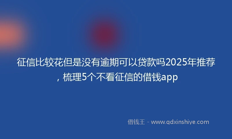 征信比较花但是没有逾期可以贷款吗2025年推荐，梳理5个不看征信的借钱app