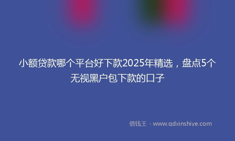 小额贷款哪个平台好下款2025年精选，盘点5个无视黑户包下款的口子