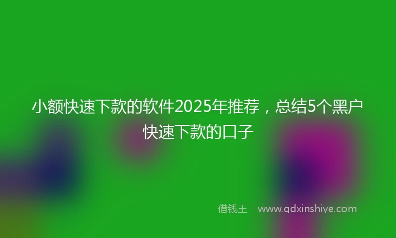 小额快速下款的软件2025年推荐，总结5个黑户快速下款的口子