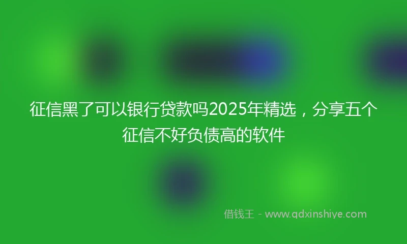 征信黑了可以银行贷款吗2025年精选，分享五个征信不好负债高的软件