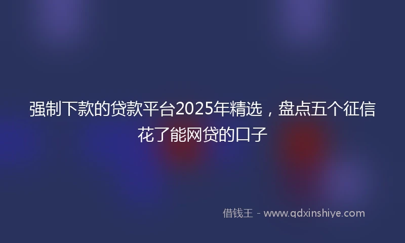 强制下款的贷款平台2025年精选，盘点五个征信花了能网贷的口子