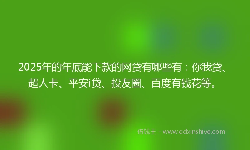 2025年的年底能下款的网贷有哪些有：你我贷、超人卡、平安i贷、投友圈、百度有钱花等。