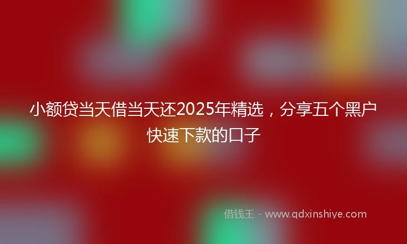小额贷当天借当天还2025年精选，分享五个黑户快速下款的口子