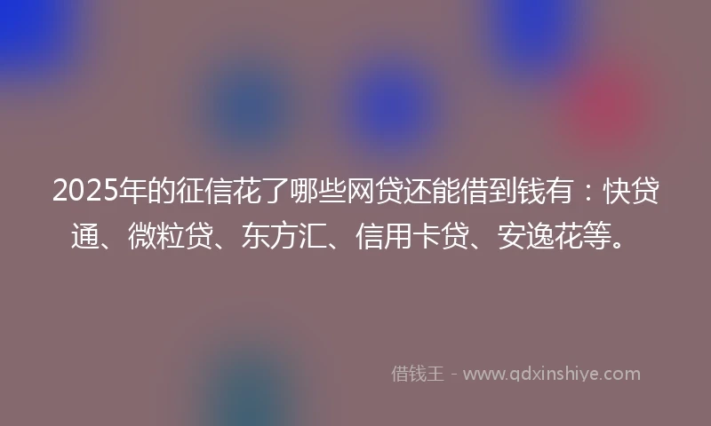 2025年的征信花了哪些网贷还能借到钱有：快贷通、微粒贷、东方汇、信用卡贷、安逸花等。