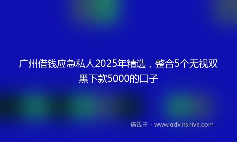 广州借钱应急私人2025年精选，整合5个无视双黑下款5000的口子