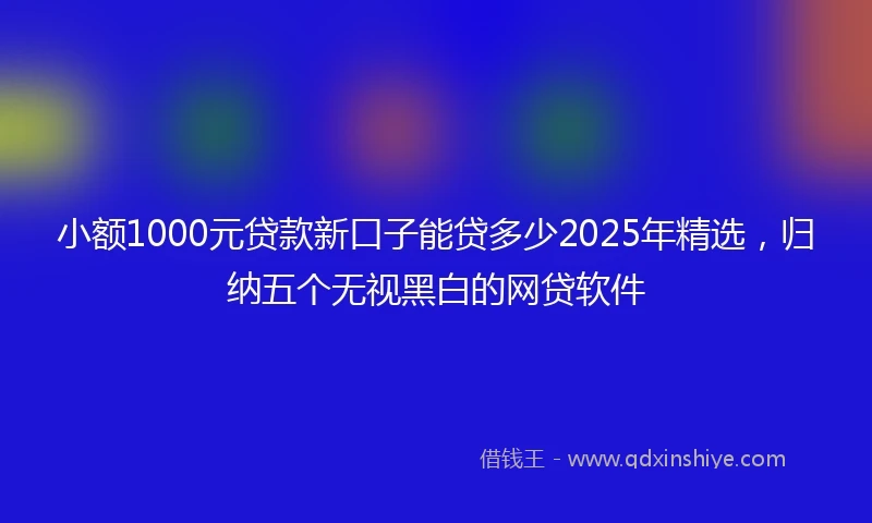 小额1000元贷款新口子能贷多少2025年精选，归纳五个无视黑白的网贷软件