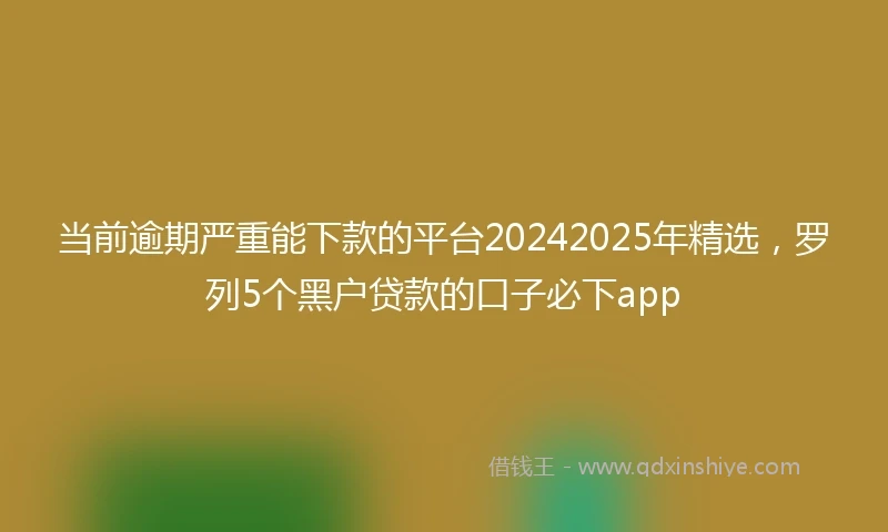 当前逾期严重能下款的平台20242025年精选，罗列5个黑户贷款的口子必下app