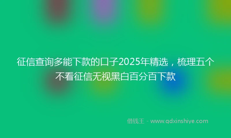 征信查询多能下款的口子2025年精选，梳理五个不看征信无视黑白百分百下款