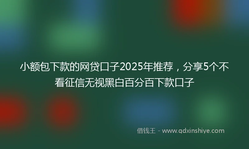 小额包下款的网贷口子2025年推荐，分享5个不看征信无视黑白百分百下款口子