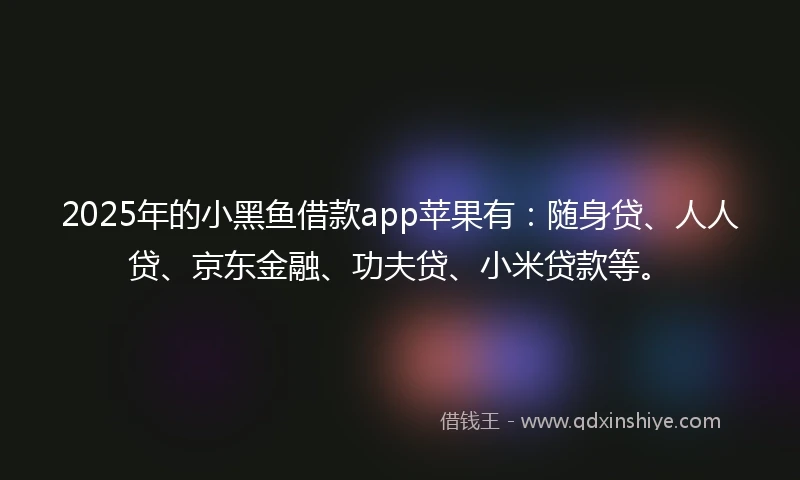 2025年的小黑鱼借款app苹果有：随身贷、人人贷、京东金融、功夫贷、小米贷款等。