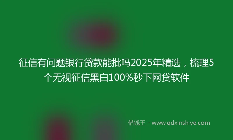 征信有问题银行贷款能批吗2025年精选，梳理5个无视征信黑白100%秒下网贷软件