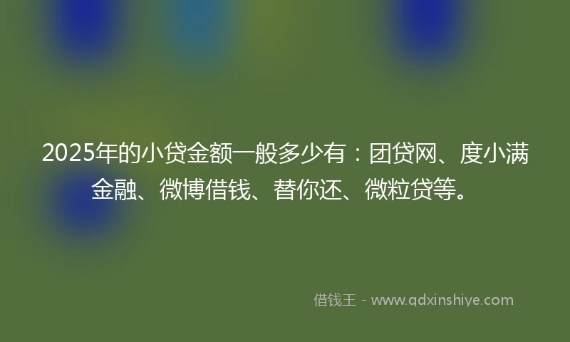 2025年的小贷金额一般多少有：团贷网、度小满金融、微博借钱、替你还、微粒贷等。