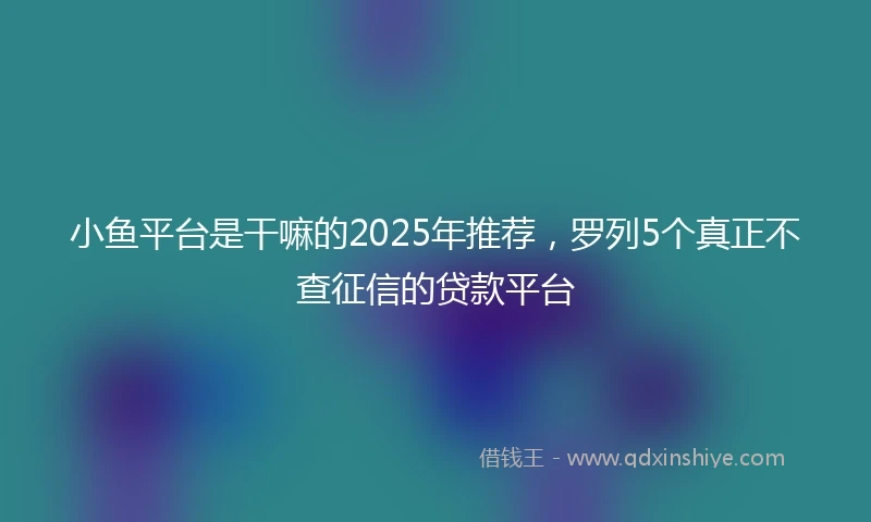 小鱼平台是干嘛的2025年推荐，罗列5个真正不查征信的贷款平台