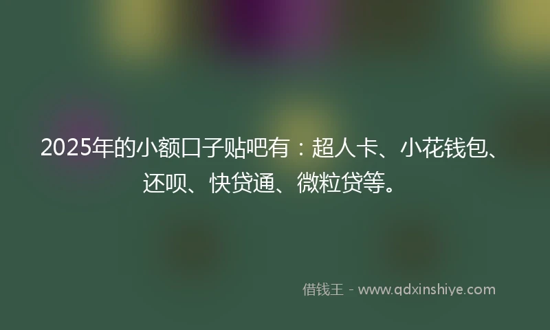 2025年的小额口子贴吧有：超人卡、小花钱包、还呗、快贷通、微粒贷等。