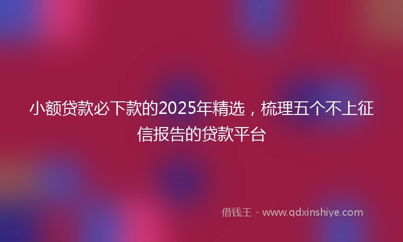 小额贷款必下款的2025年精选，梳理五个不上征信报告的贷款平台
