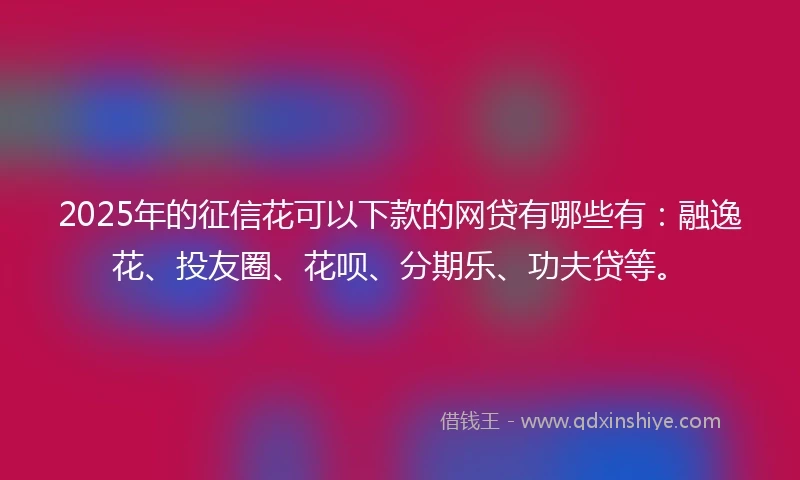 2025年的征信花可以下款的网贷有哪些有：融逸花、投友圈、花呗、分期乐、功夫贷等。