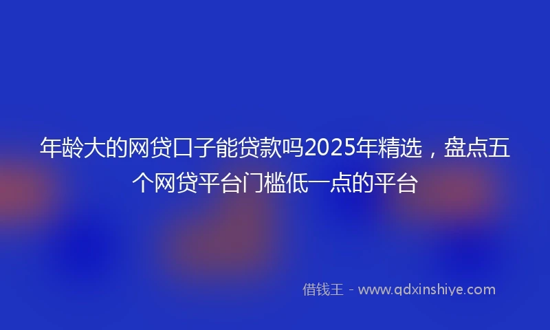 年龄大的网贷口子能贷款吗2025年精选，盘点五个网贷平台门槛低一点的平台