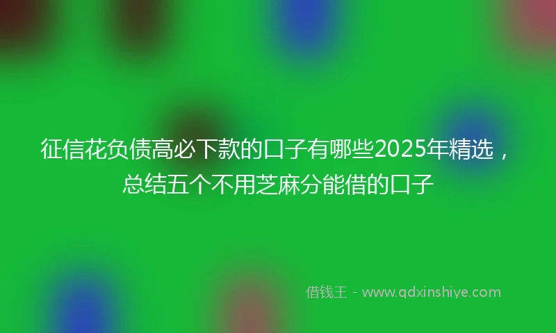 征信花负债高必下款的口子有哪些2025年精选，总结五个不用芝麻分能借的口子