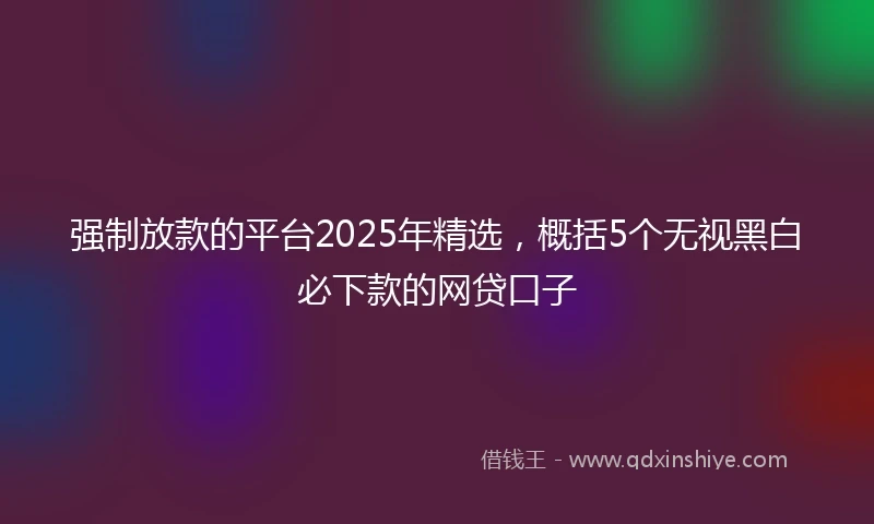 强制放款的平台2025年精选，概括5个无视黑白必下款的网贷口子
