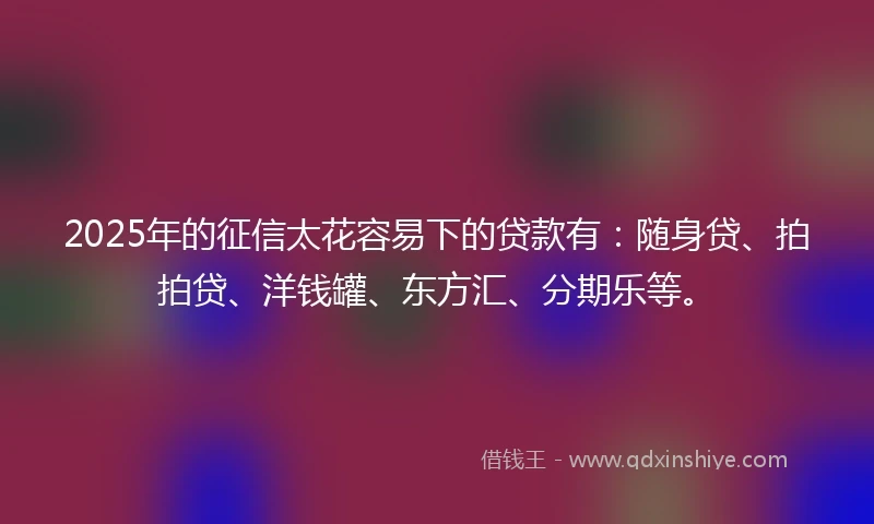 2025年的征信太花容易下的贷款有：随身贷、拍拍贷、洋钱罐、东方汇、分期乐等。