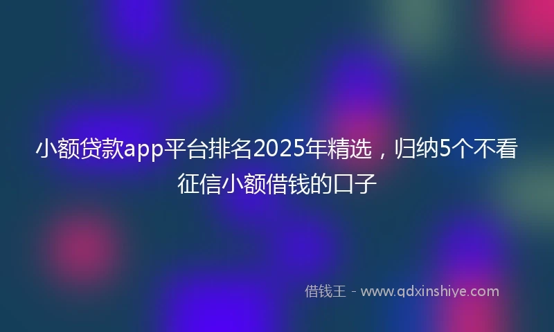 小额贷款app平台排名2025年精选，归纳5个不看征信小额借钱的口子