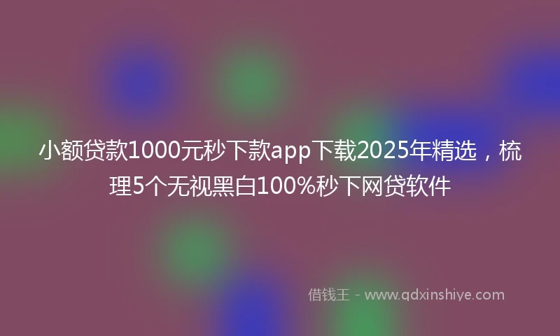 小额贷款1000元秒下款app下载2025年精选，梳理5个无视黑白100%秒下网贷软件