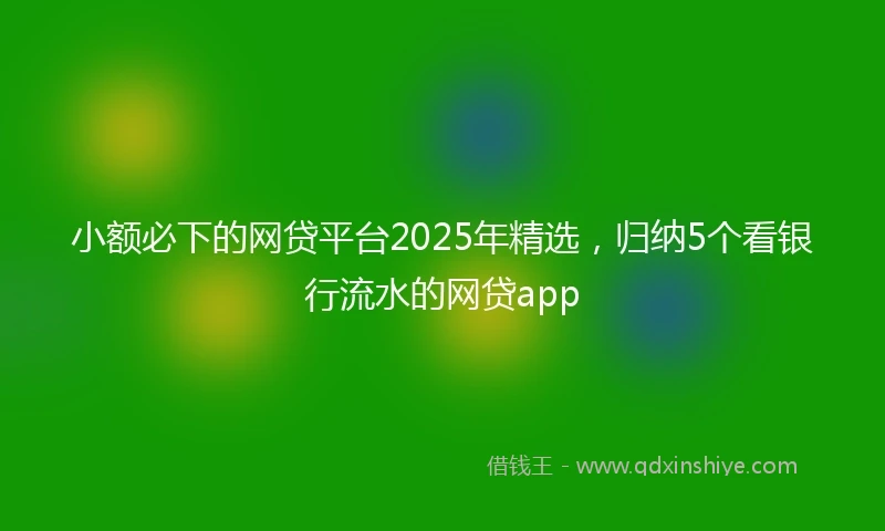 小额必下的网贷平台2025年精选，归纳5个看银行流水的网贷app