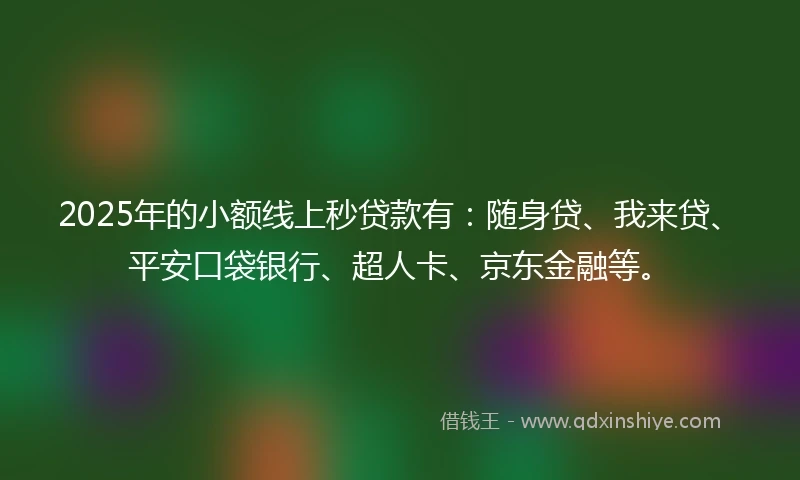 2025年的小额线上秒贷款有：随身贷、我来贷、平安口袋银行、超人卡、京东金融等。