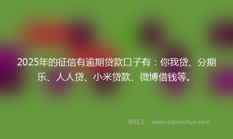 2025年的征信有逾期贷款口子有：你我贷、分期乐、人人贷、小米贷款、微博借钱等。