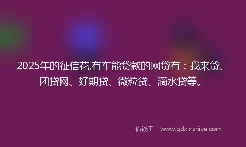 2025年的征信花,有车能贷款的网贷有：我来贷、团贷网、好期贷、微粒贷、滴水贷等。