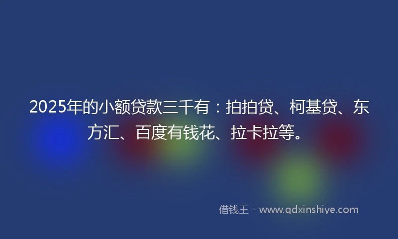 2025年的小额贷款三千有：拍拍贷、柯基贷、东方汇、百度有钱花、拉卡拉等。