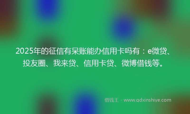 2025年的征信有呆账能办信用卡吗有:e微贷、投友圈、我来贷、信用卡贷、微博借钱等。