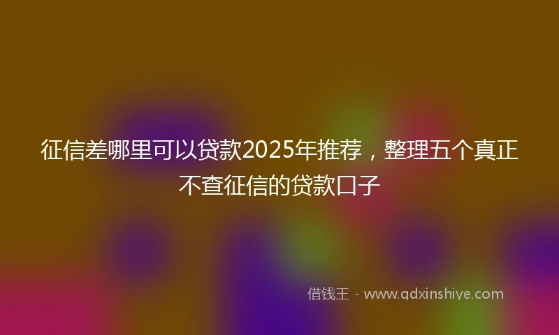 征信差哪里可以贷款2025年推荐，整理五个真正不查征信的贷款口子