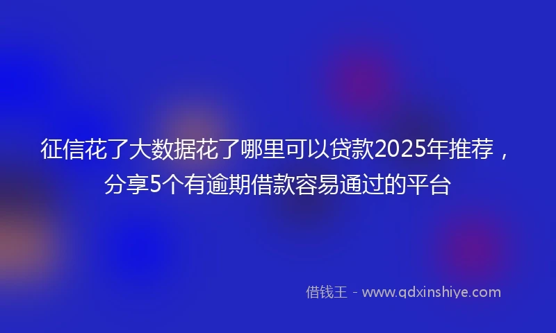 征信花了大数据花了哪里可以贷款2025年推荐，分享5个有逾期借款容易通过的平台