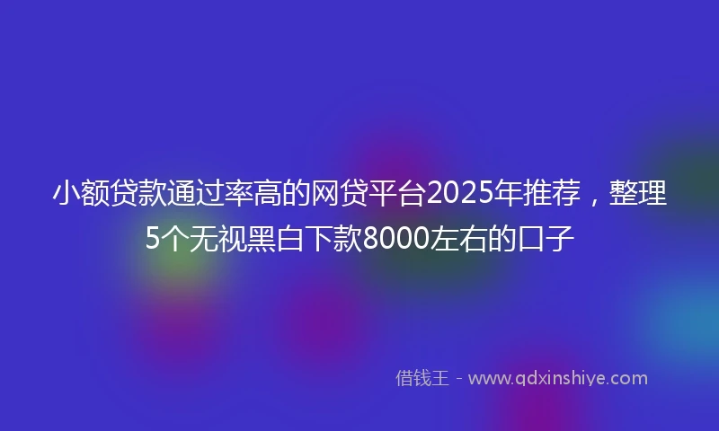 小额贷款通过率高的网贷平台2025年推荐，整理5个无视黑白下款8000左右的口子