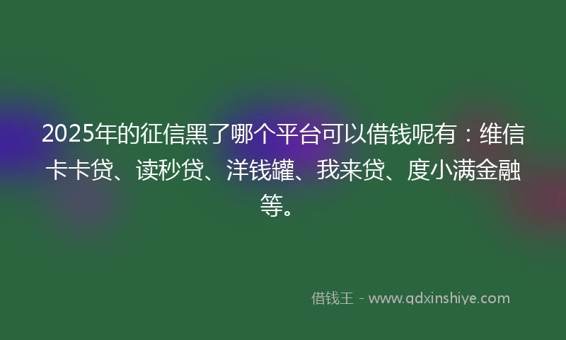 2025年的征信黑了哪个平台可以借钱呢有：维信卡卡贷、读秒贷、洋钱罐、我来贷、度小满金融等。